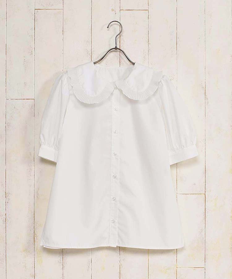 Sale ビックフリル付半袖ブラウス ホワイト All Bleu Bleuet ブルーブルーエ