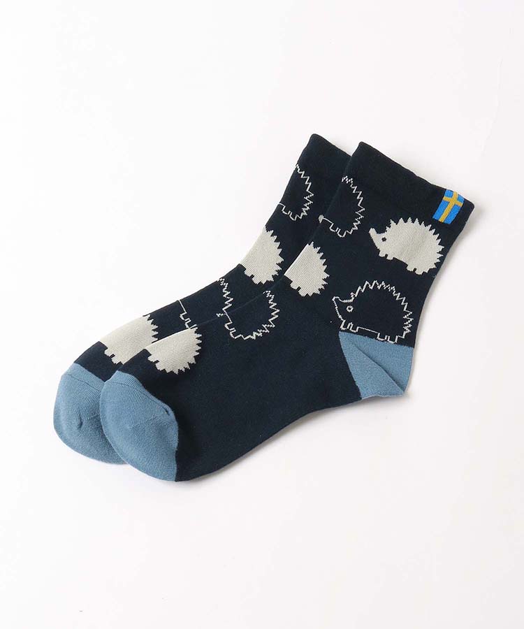 スカンジナビアンフォレスト総柄ソックス ブラック All Bleu Bleuet ブルーブルーエ