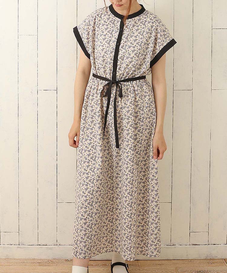 フラワープリントワンピース ホワイト All Bleu Bleuet ブルーブルーエ フラワープリントワンピース ホワイト All Bleu Bleuet ブルーブルーエ