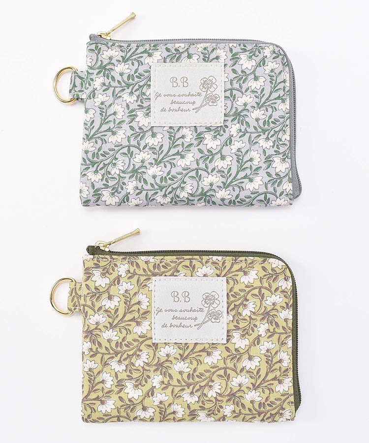 ≪SALE≫ボタニカルフラワーパス＆コインケース(グレイ): ALL