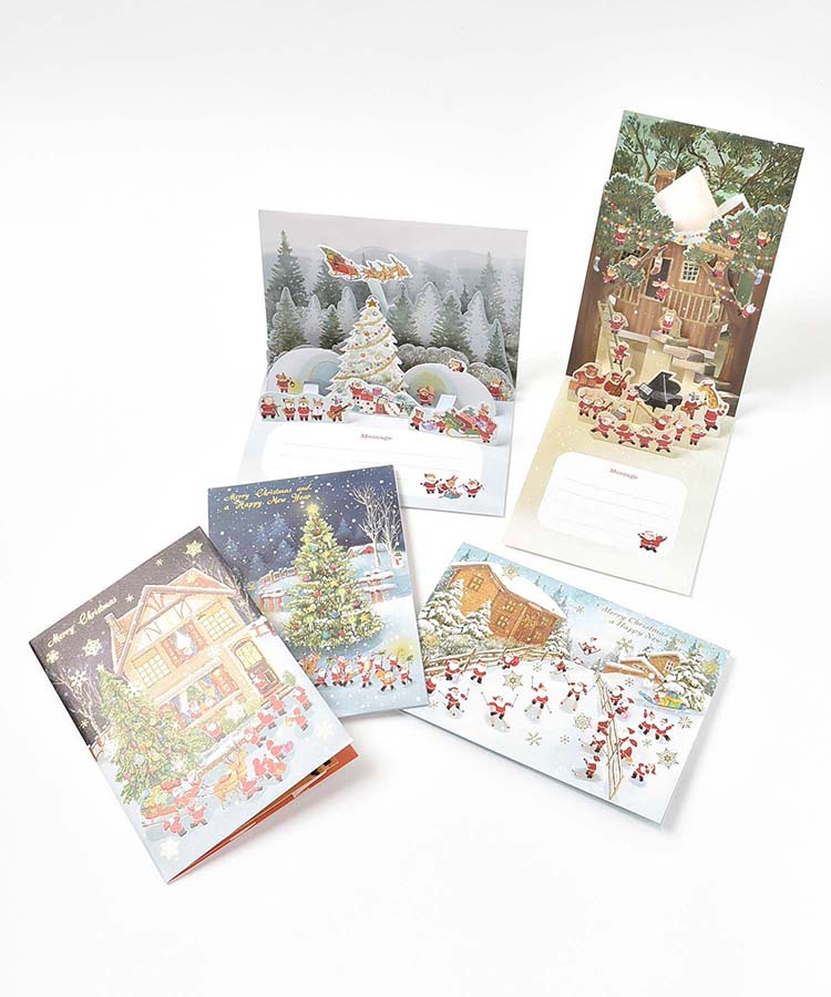 ミニサンタポップアップカード(ハウス): ALL｜Bleu Bleuet（ブルー