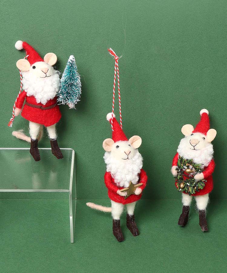 ≪OUTLET≫フェルトデコレーションマウスサンタ(ギフト): ALL｜Bleu