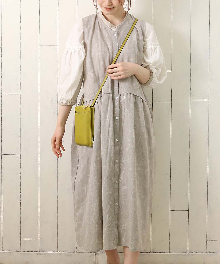 ≪OUTLET≫バックシャーリングノースリーブワンピース(ベージュ): ALL