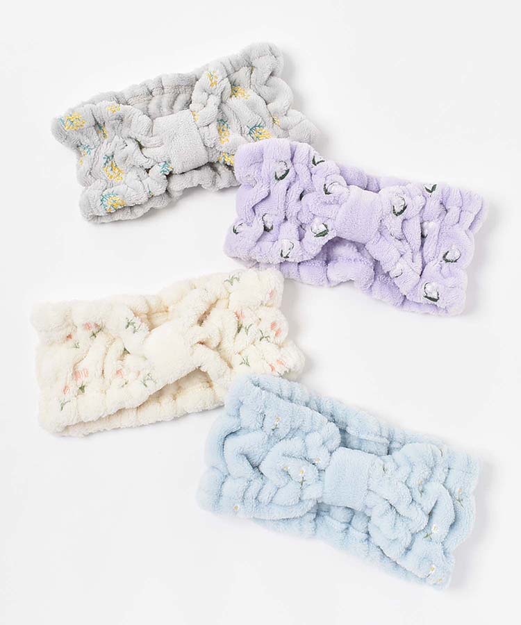 ≪SALE≫フラワービュッフェ刺繍ヘアバンド(ミモザグレー): ALL