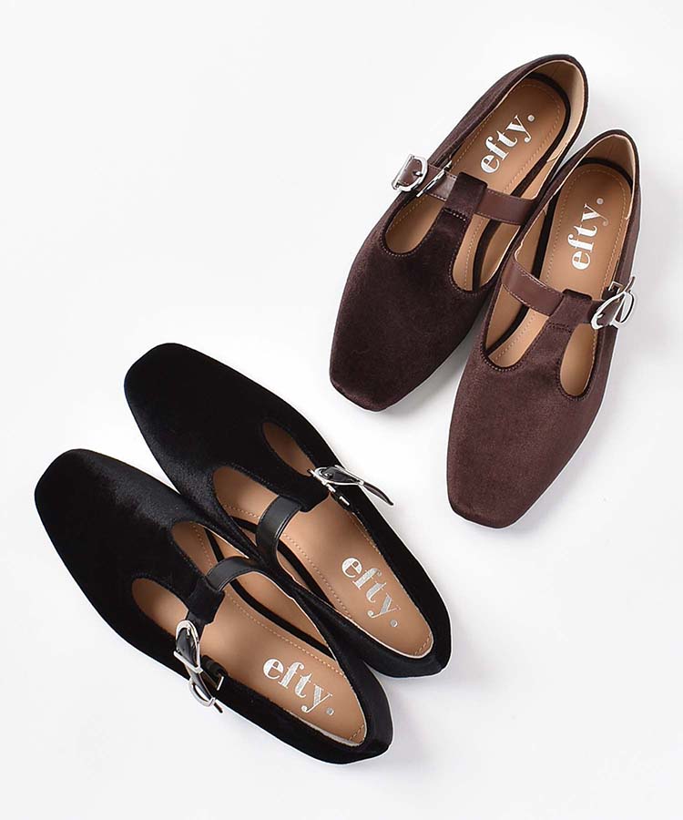 Tストラップベロアシューズ(M ブラック): ALL｜Bleu Bleuet（ブルー