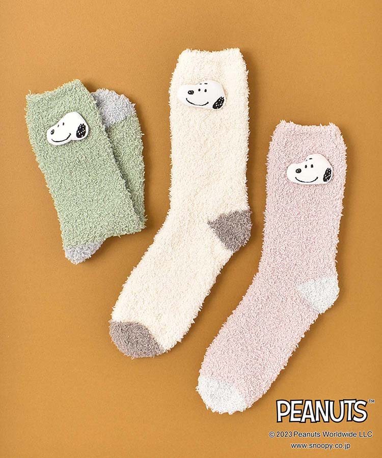 ≪OUTLET≫スヌーピーモコモコマスコットつきソックス(ピンク): ALL