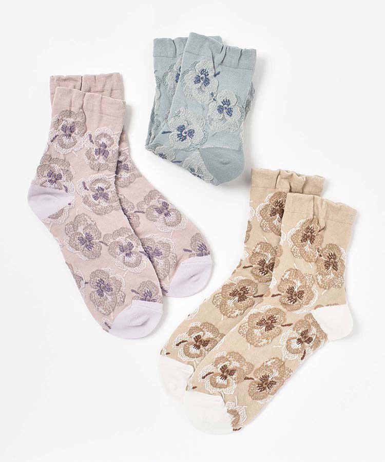 ≪OUTLET≫ゆったり逆スパグラデーションパンジーロークルーソックス