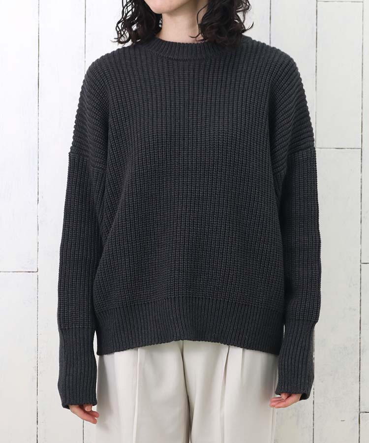 ≪SALE≫アクリルバルキーシンプルニットプルオーバー(グレイ): ALL