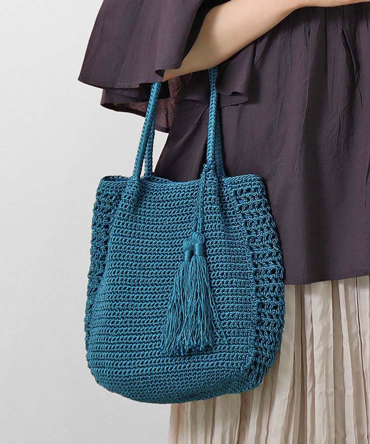 コード編みタッセルトート トートバッグ バッグ 雑材 雑貨