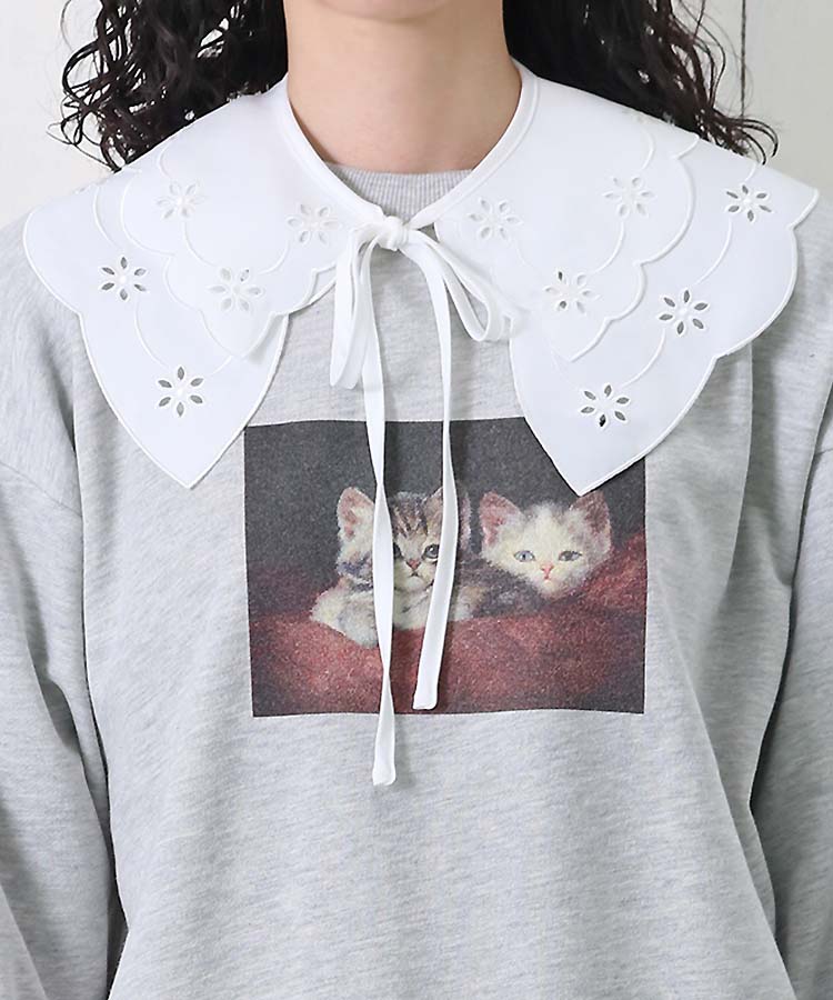 ≪OUTLET≫フラワースカラップ付け襟(ホワイト): ALL｜Bleu Bleuet