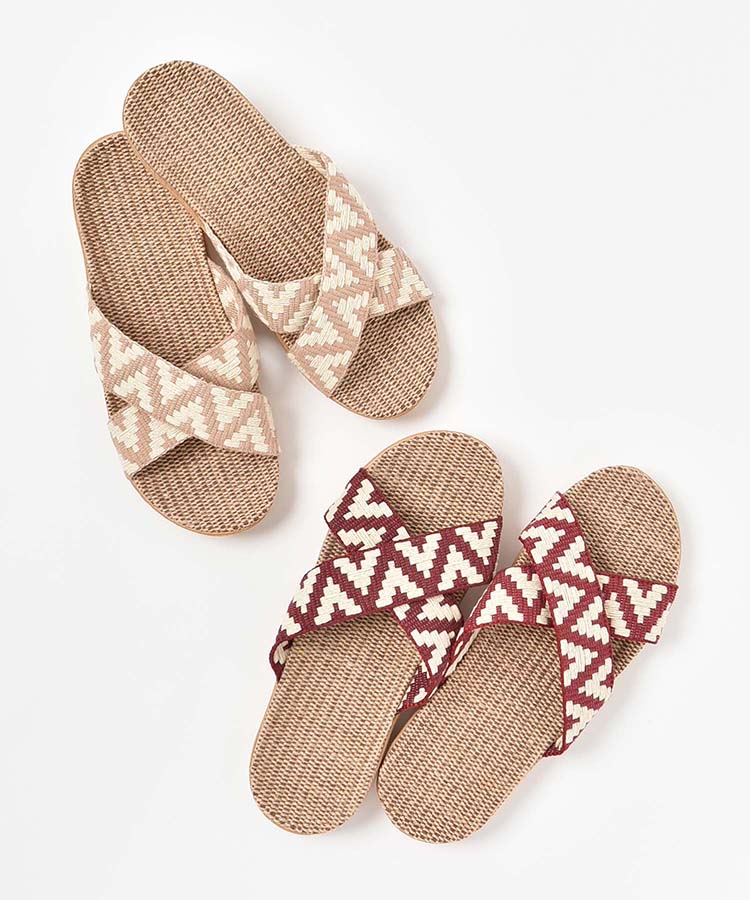 幾何学クロスベルトジュートサンダル スリッパ サンダル 室内履き