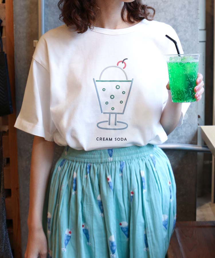 クリームソーダぷっくりプリントTシャツ クリームソーダ Tシャツ