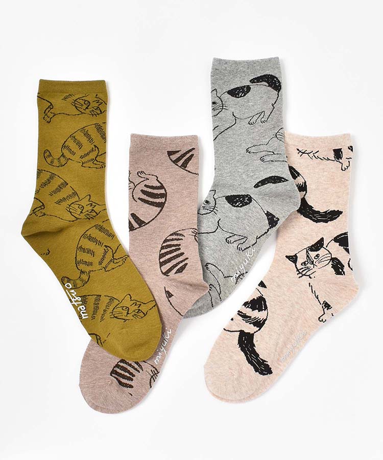 松尾ミユキCatソックス(フリー Mike（アイボリー）): ALL｜Bleu Bleuet