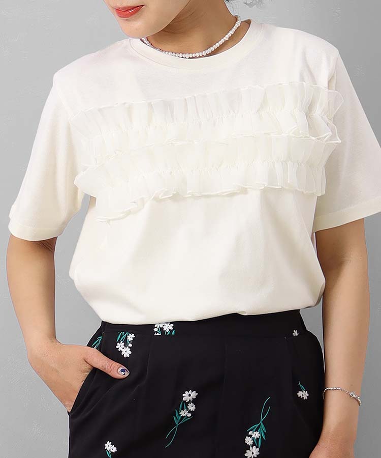 le petaleオーガンジーフリルTシャツ le petale オーガンジー フリル T