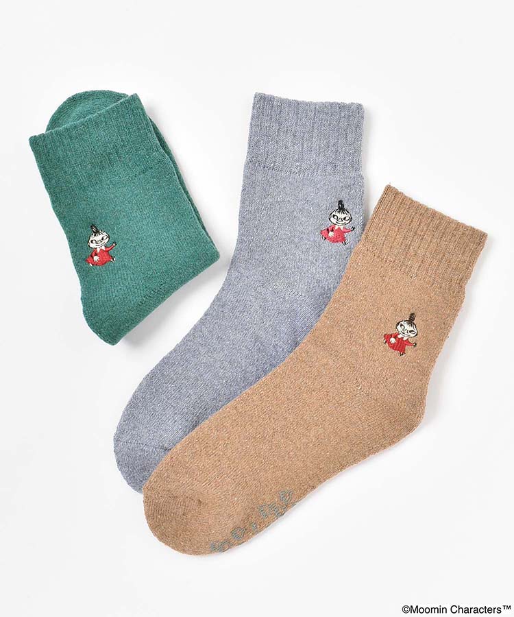 滑り止め付内パイルリトルミイ刺繍ロークルーソックス ムーミン