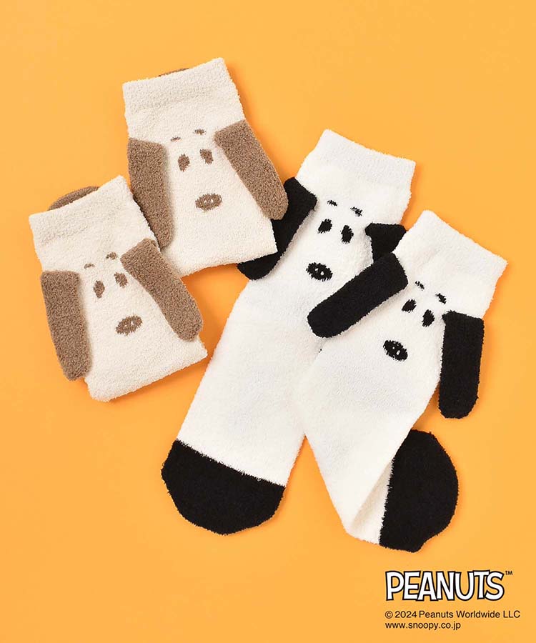 スヌーピーモコモコ顔つきソックス ルームソックス スリッパ ルーム