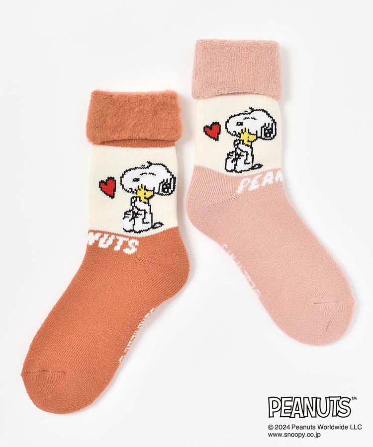 スヌーピーハグ裏起毛ソックス ピーナッツ スヌーピー ルームソックス