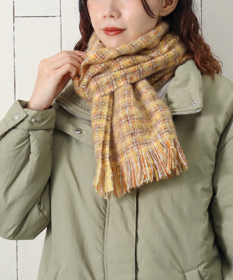 ミックスマフラー マフラー ベージュ ネイビー ブラウン 巻物