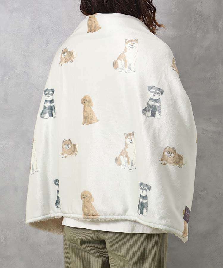 再入荷【ニューファンドランド】犬柄　ブランケット　125×150 膝掛け　毛布 ニューファンドランド岡山県・女の子・2024年9月1日・ホワイト