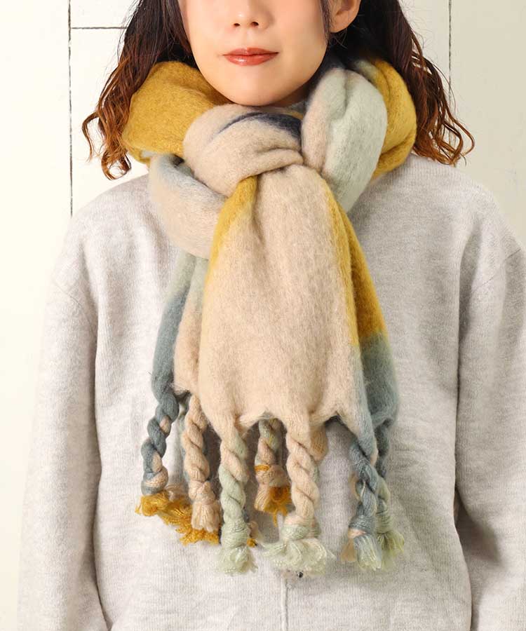 マルチカラーストール ストール イエロー レッド 防寒対策 巻物