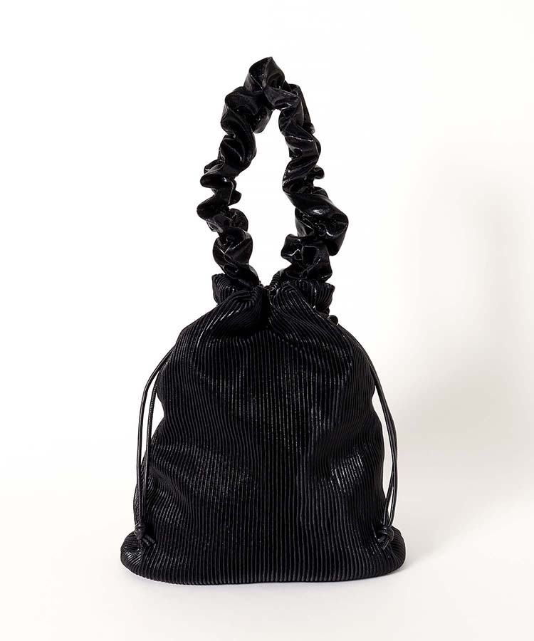 2WAYシャイニープリーツ巾着バッグ バッグ BAG ブラック ブラウン