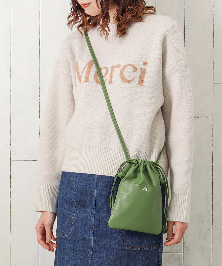 巾着スマホショルダー ショルダーバッグ ショルダー 合皮ショルダー