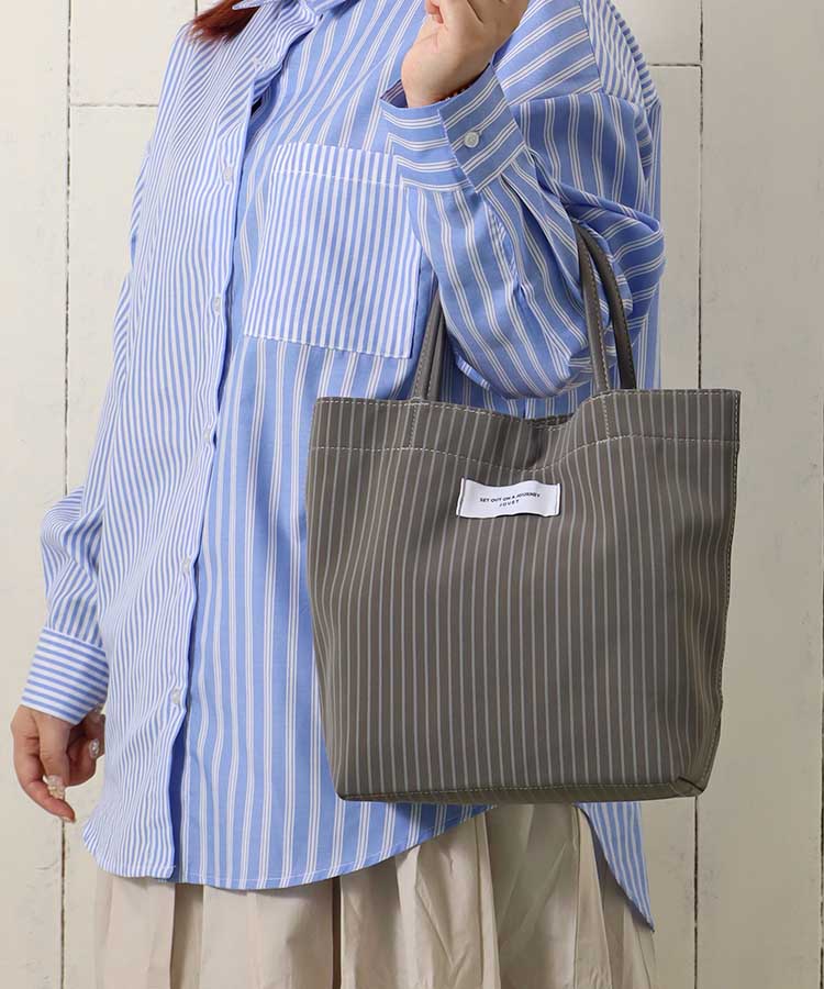 ストライプやわらか合皮ミニトート バッグ BAG トートバッグ トート 合