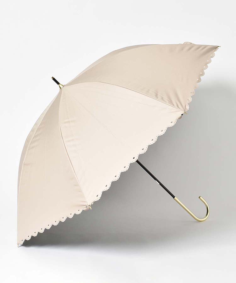 【新品】Vintage涼感傘ベージュ色日本製 ハートヒートカット晴兼長傘 晴雨兼用傘 傘 雑貨 雑貨屋 日傘 長
