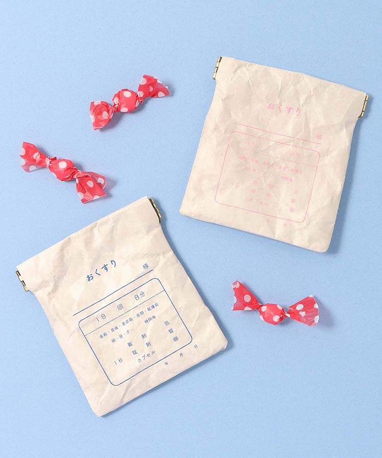 おくすり袋バネポーチ ポーチ 小物入れ 携帯小物 ピンク ブルー  