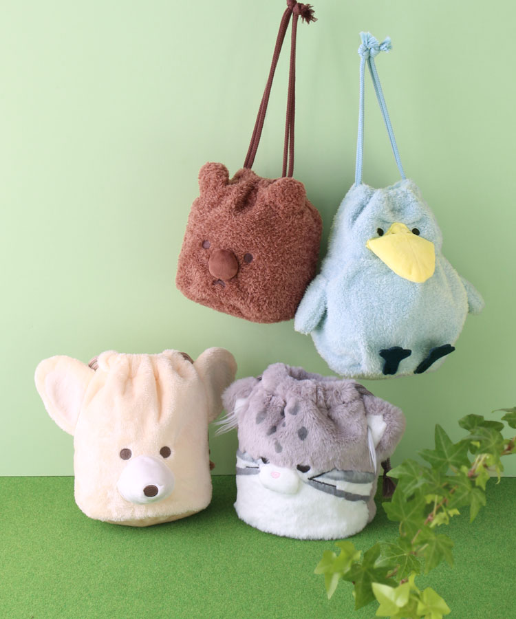 レアアニマルぬいぐるみ巾着 巾着 ポーチ 小物入れ 携帯小物