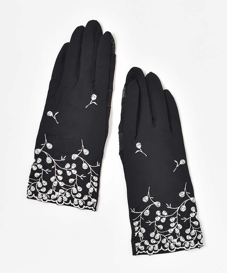 冷感抗菌すそ花刺繍5指UVグローブ | Bleu Bleuet（ブルーブルーエ