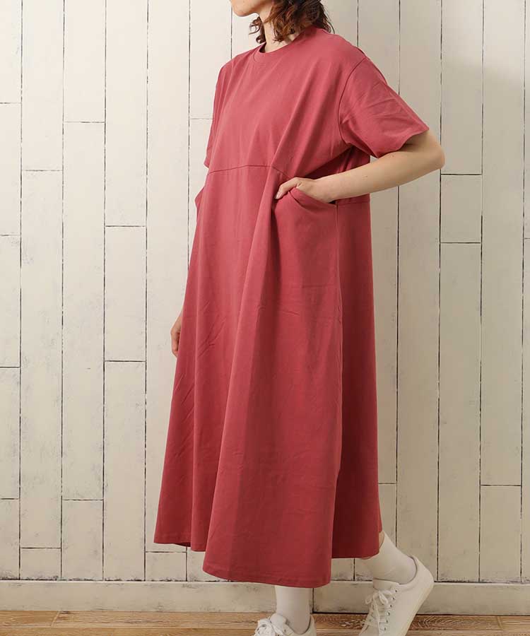 切替ポケットラインワンピース ワンピース 半袖 半袖ワンピース