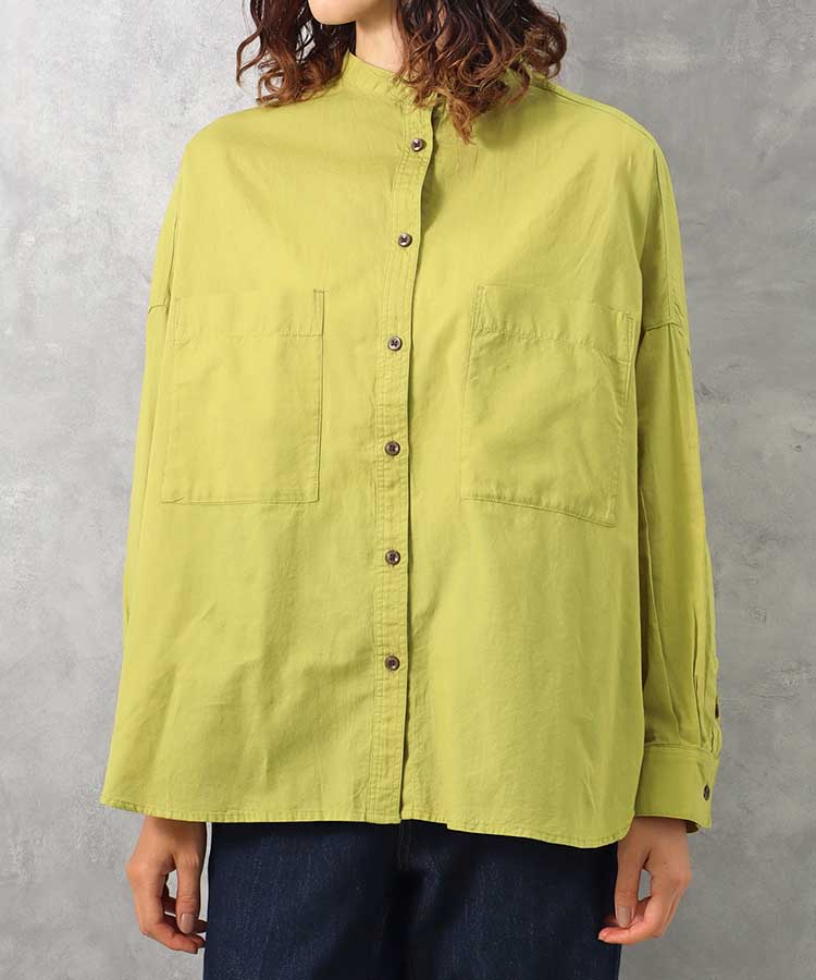 バンドカラーシャツ シャツ ブラウス 長袖 長袖シャツ 長袖ブラウス