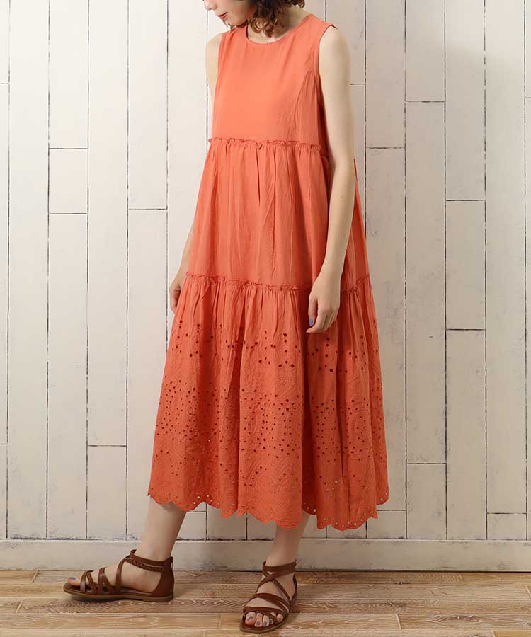 GUCCI 刺繍入りオレンジ半袖ワンピース GUCCI 刺繍入りオレンジ半袖ワンピース GUCCI 刺繍入りオレンジ半袖