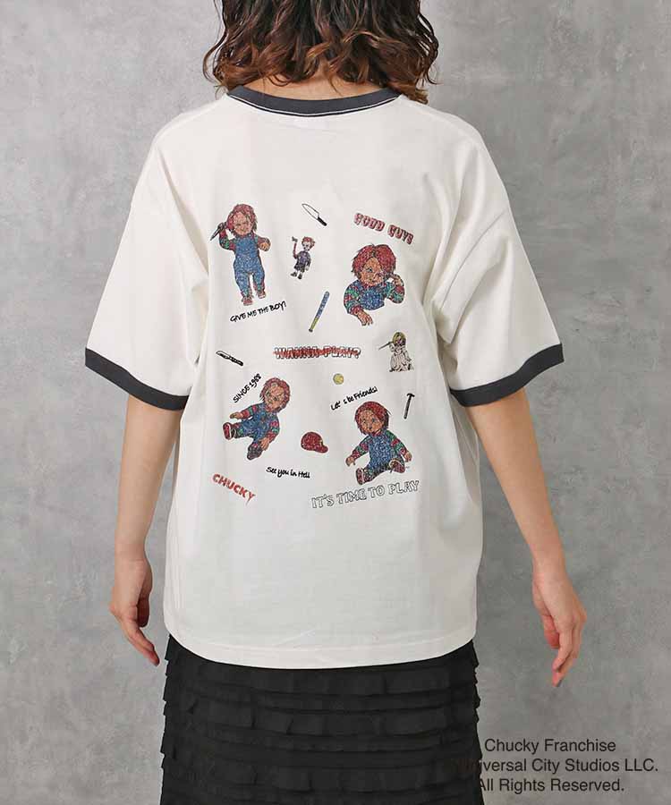 CHUCKYマルチイラストTシャツ Tシャツ シャツ トップス ブルーエ