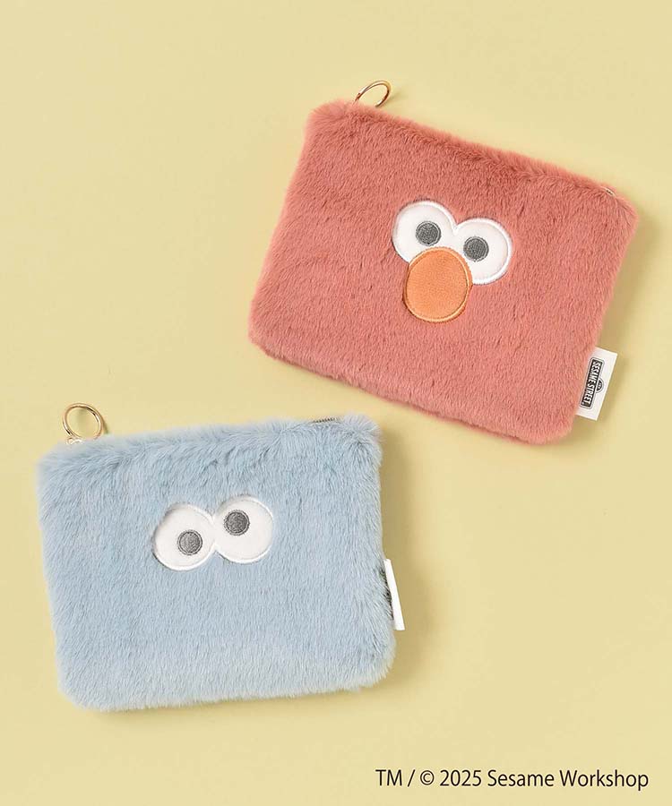 SESAME STREET FACE FURミニフラットポーチ | Bleu Bleuet（ブルー