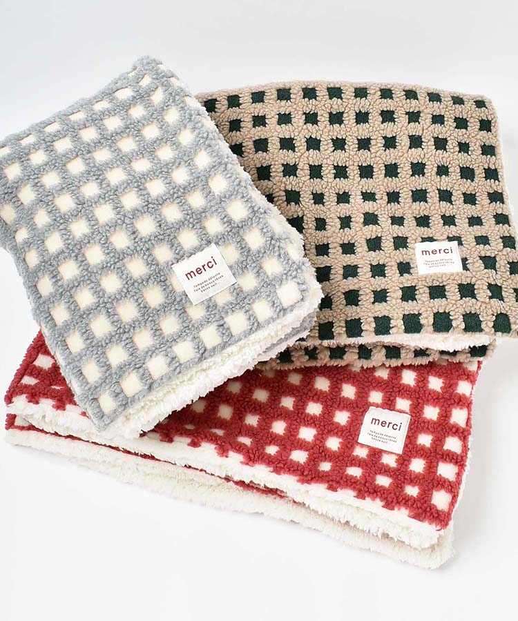 ボアチェックひざ掛け | Bleu Bleuet（ブルーブルーエ）公式通販