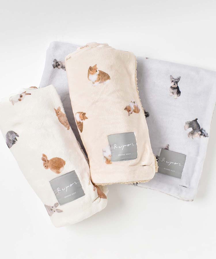 モチーフプリント3wayひざ掛け ブランケット ひざ掛け 3way