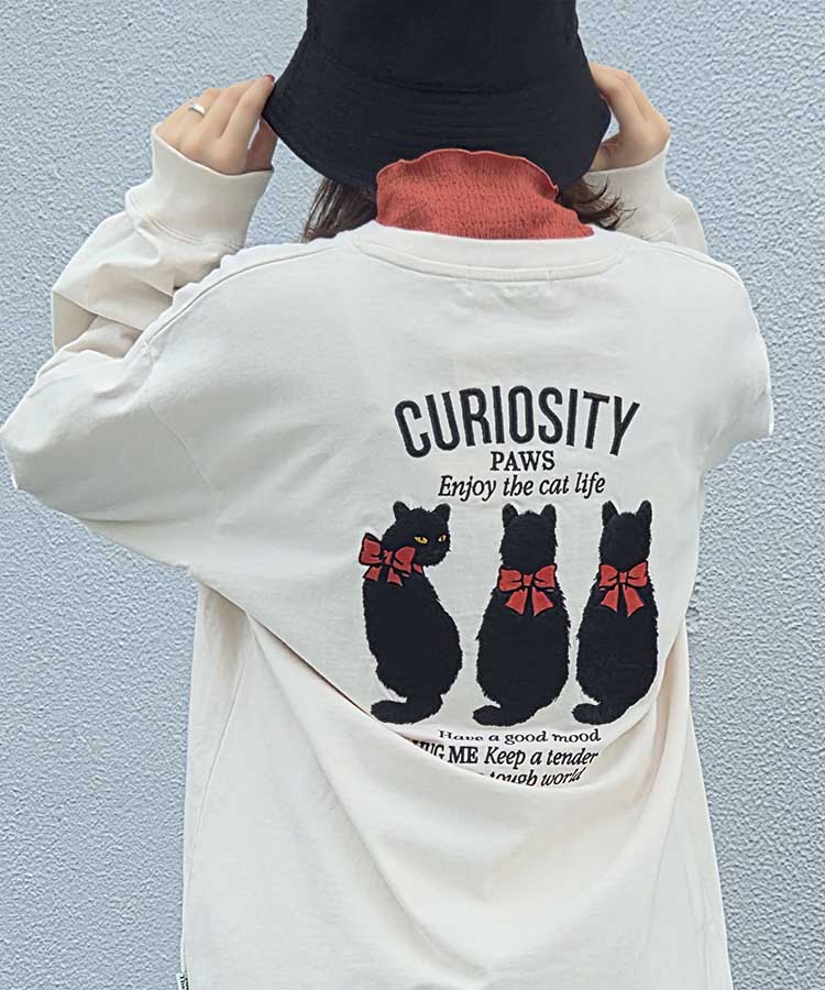 クロネコ刺繍ロンT | Bleu Bleuet（ブルーブルーエ）公式通販