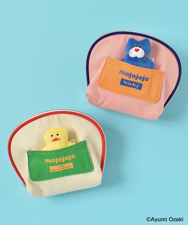WEB限定】mojojojoぬいぐるみバッジ付きポーチ | Bleu Bleuet（ブルー