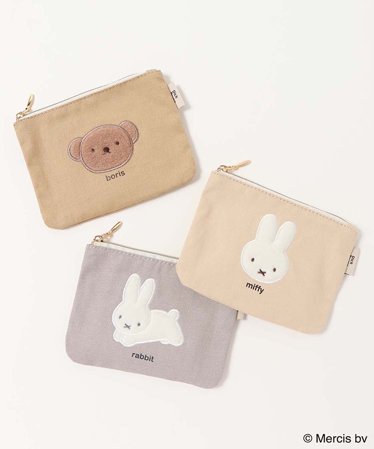 BRUNA FLUFFY APPLIQUEミニフラットポーチ | Bleu Bleuet（ブルー