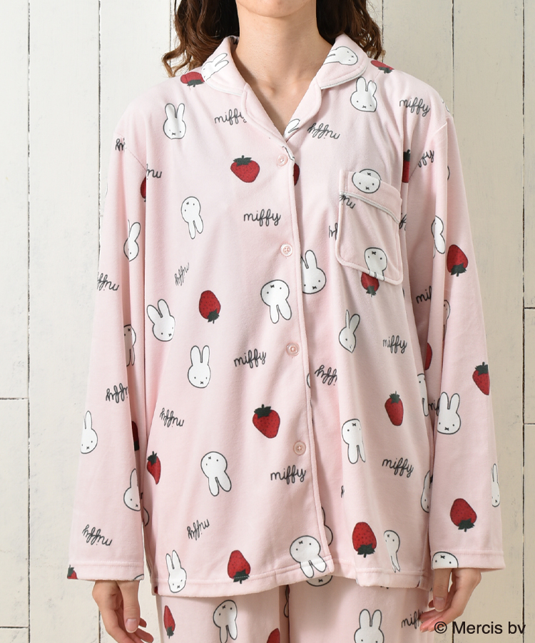 ミッフィーいちご柄前開きパジャマ上下セット | Bleu Bleuet（ブルー