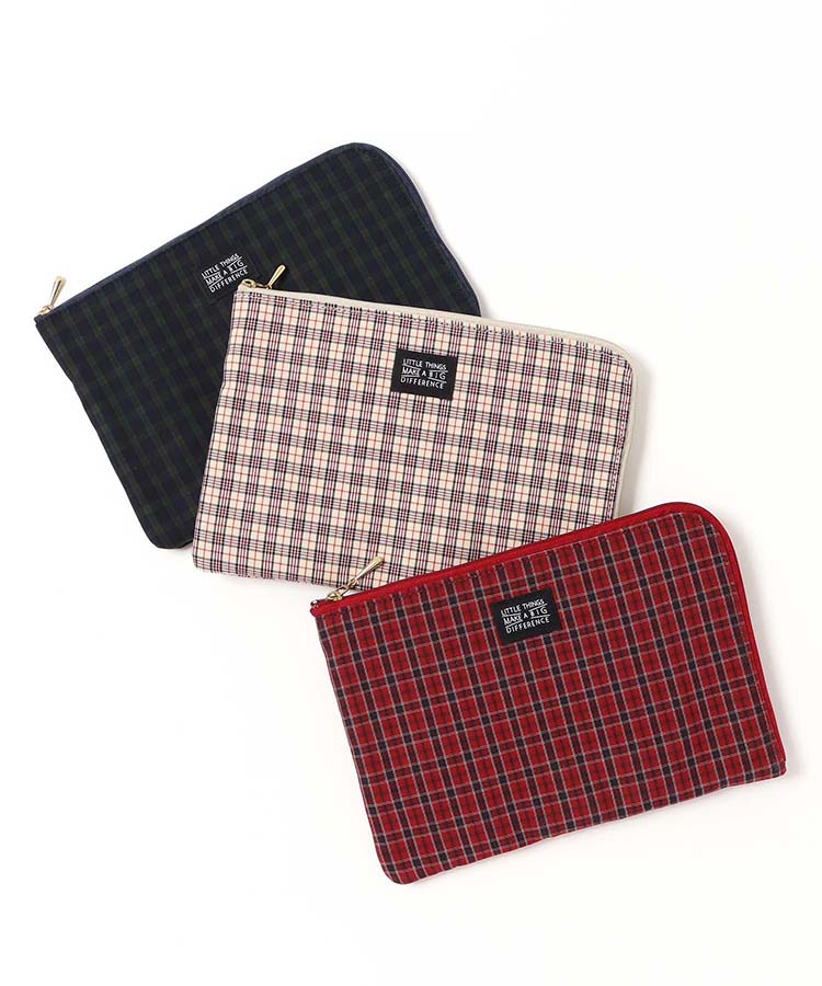 BLUE LABEL ポーチ レッド チェック柄 BLUE LABEL ポーチ レッド チェック柄