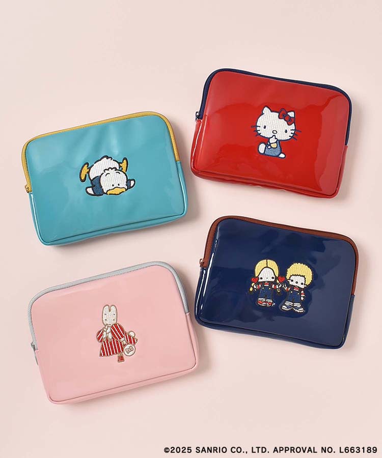 サンリオキャラクターズエナメル風刺繍ポーチ Bleu Bleuet（ブルー