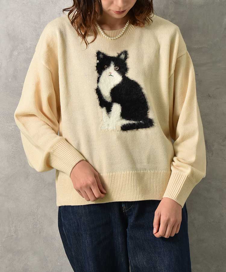 le petale Fluffy catニットプルオーバー | Bleu Bleuet（ブルー