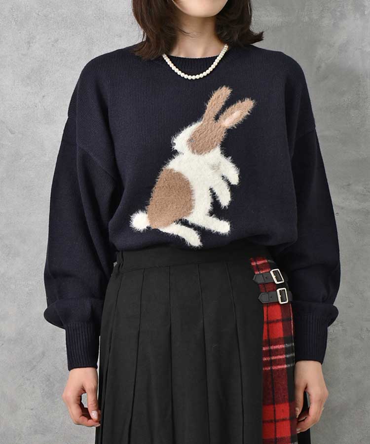 le petale Fluffy rabbitニットプルオーバー | Bleu Bleuet（ブルー
