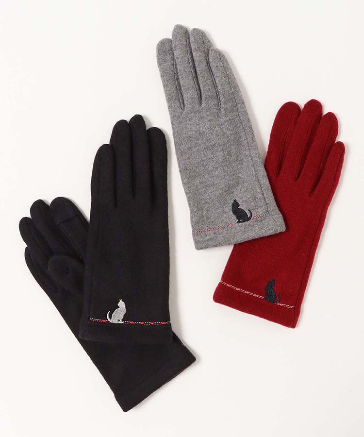 指フードキャット刺繍グローブ | Bleu Bleuet（ブルーブルーエ）公式通販