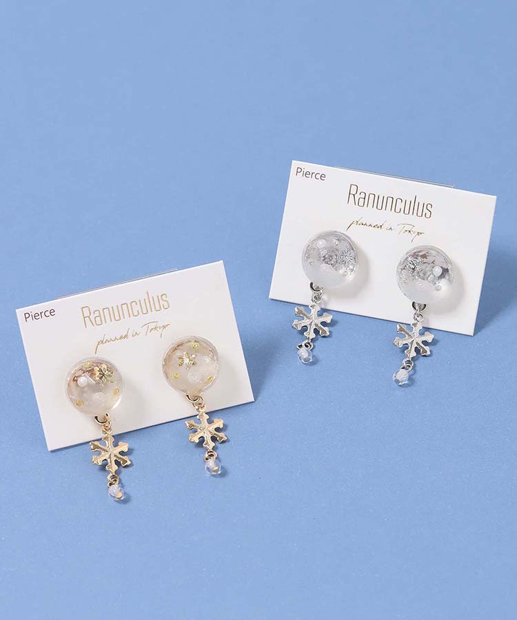 スノーフレーク封入ピアス | Bleu Bleuet（ブルーブルーエ）公式通販