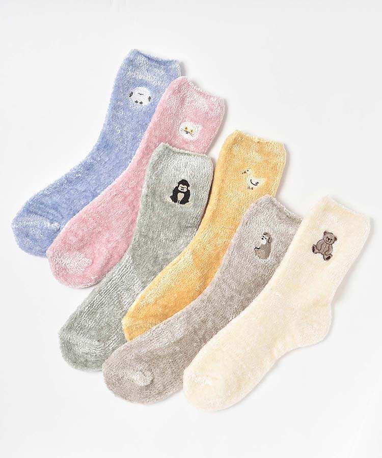 モールヤーンアニマル刺繍ソックス | Bleu Bleuet（ブルーブルーエ