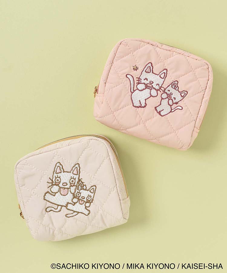 バルーンランドピンク系 専用…コロンと猫ポーチ…ユキエモン刺繍